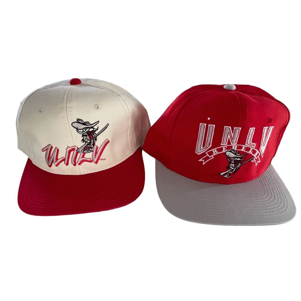 VINTAGE‎ 90's THE GAME UNLV RUNNIN REBELS SNAPBACK HAT LOT OF 2 RARE UNWORN NEW